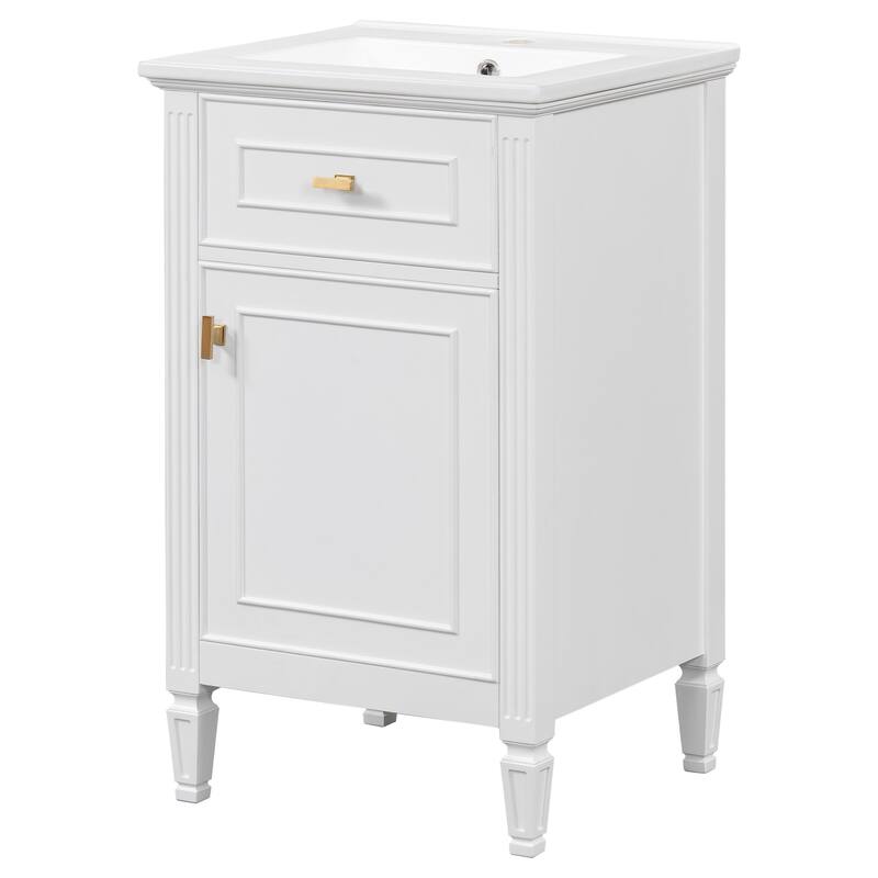 20" Bathroom Vanity Cabinet Free Standing with Sink with Tilt Out Drawer and Adjustable Shelf - 20 in.W x 18.4 in.D x 33.8 in.H