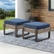 preview thumbnail 1 of 19, Cozywor 2-Piece Wicker Outdoor Patio Ottoman with Steel Frame and Cushions Dark Blue