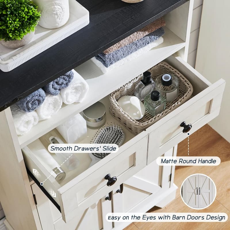 24" Farmhouse Bathroom Floor Cabinet, Wide Bathroom Storage Cabinet