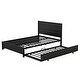 preview thumbnail 8 of 13, Black Metal Queen Size Storage Platform Bed with Twin Size Trundle and 2 Drawers