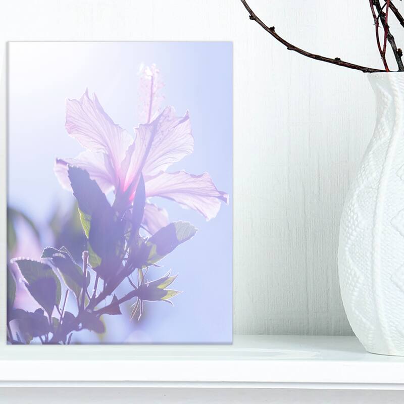 Designart "Pink Hibiscus Flower in Hawaii" Large Flower Canvas Art Print - 8 in. wide x 12 in. high