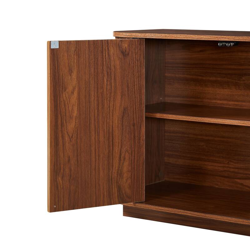 Sideboard Storage Cabinet with wave pattern Buffet Cabinet Wooden Vertical Striped Cabinet, 64"W x 15"D x 24"H