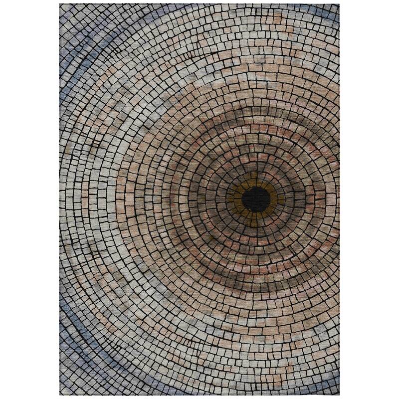 Machine Washable Indoor/ Outdoor Mosaic Rome Chantille Rug
