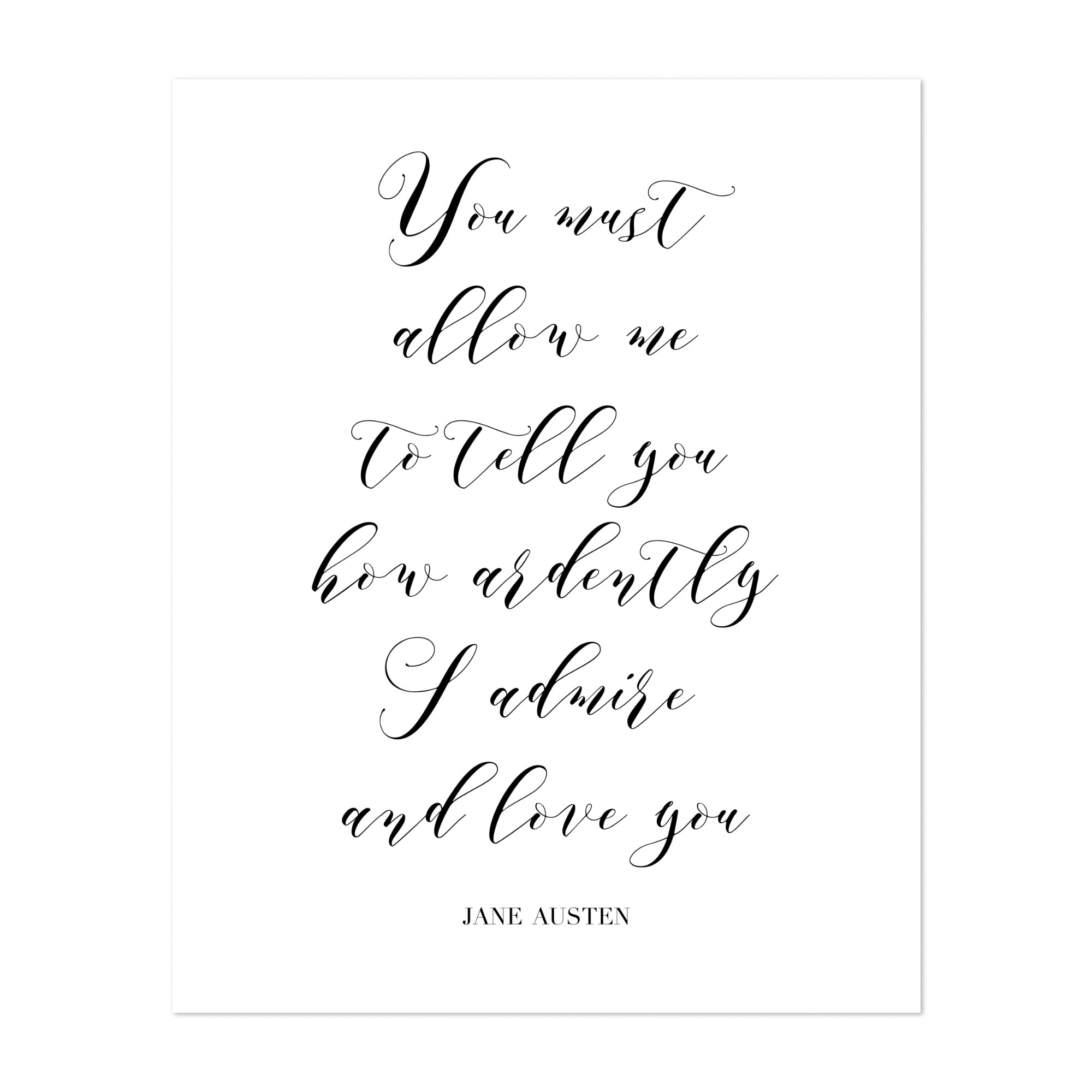 Typography Black White Jane Austen Quotes Sayings Art Print/Poster - Bed  Bath \u0026 Beyond - 34910611, image size:2000x2000