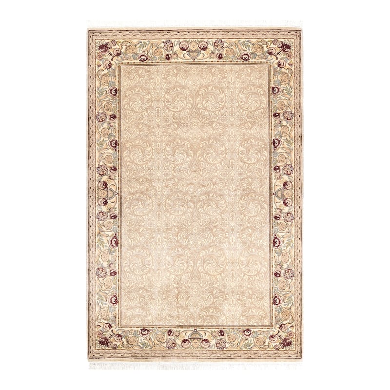 Overton Handknotted Wool Traditional Oriental Ivory Area Rug - 4' x 6' - Sand - 4' x 6'