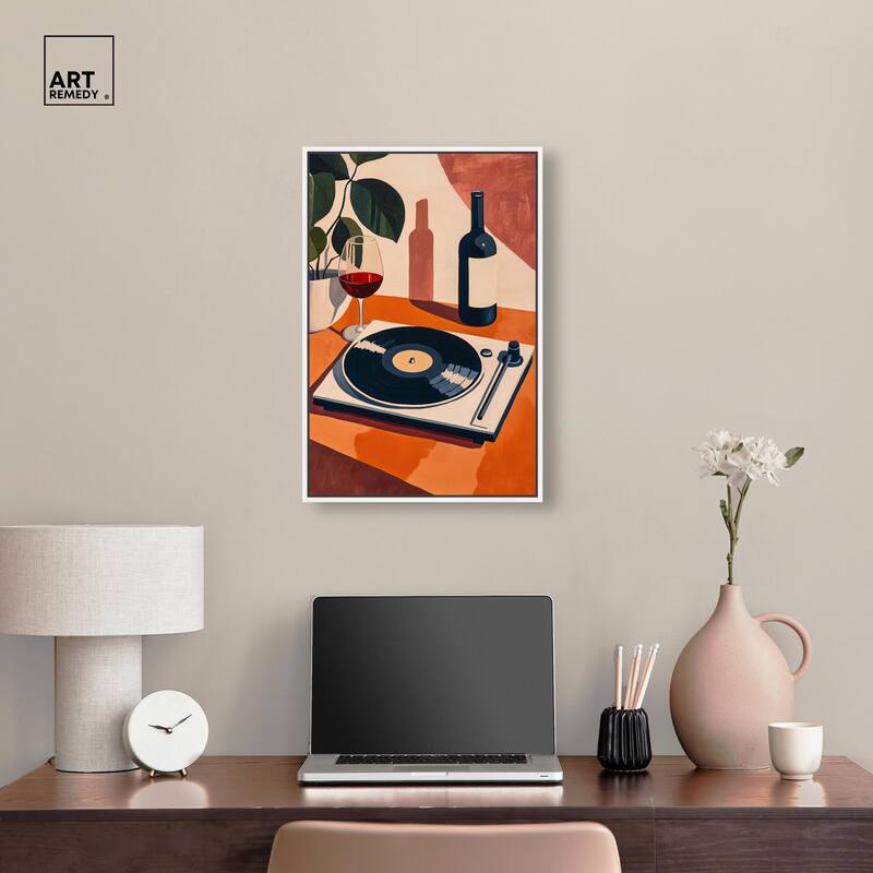 Vinyl and Wine Canvas by Art Remedy