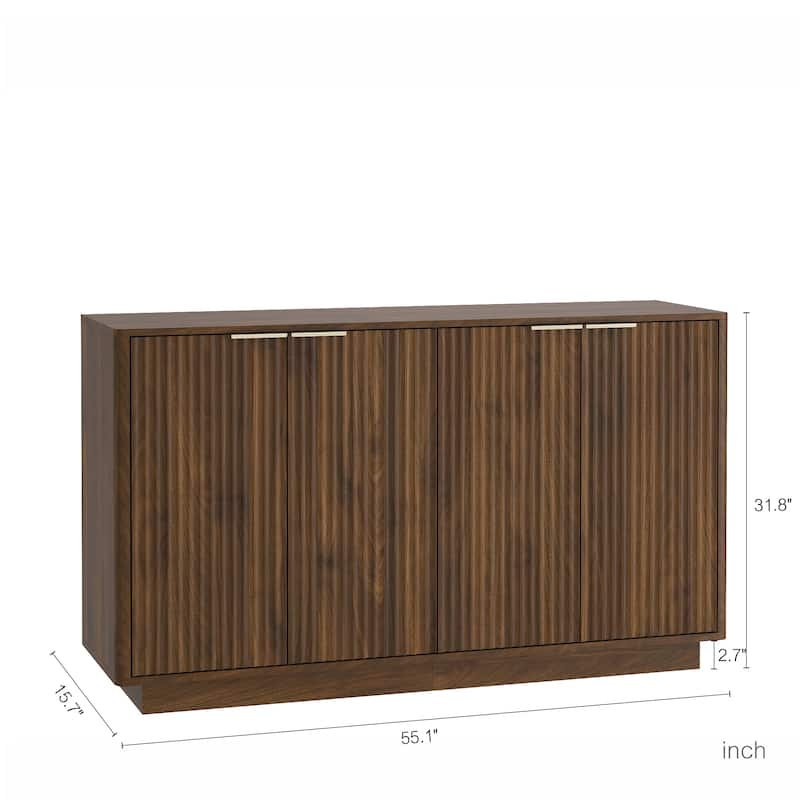 Fluted Sideboard Buffet Cabinet, Modern Credenza with Adjustable Shelves, Large Storage Accent Cabinet Console Table