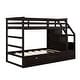 preview thumbnail 42 of 47, Kids Twin Ove Twin Bunk Bed with Pull-Out Trundle and 3 Storage Stairs, Safety Guardrails and Armrest