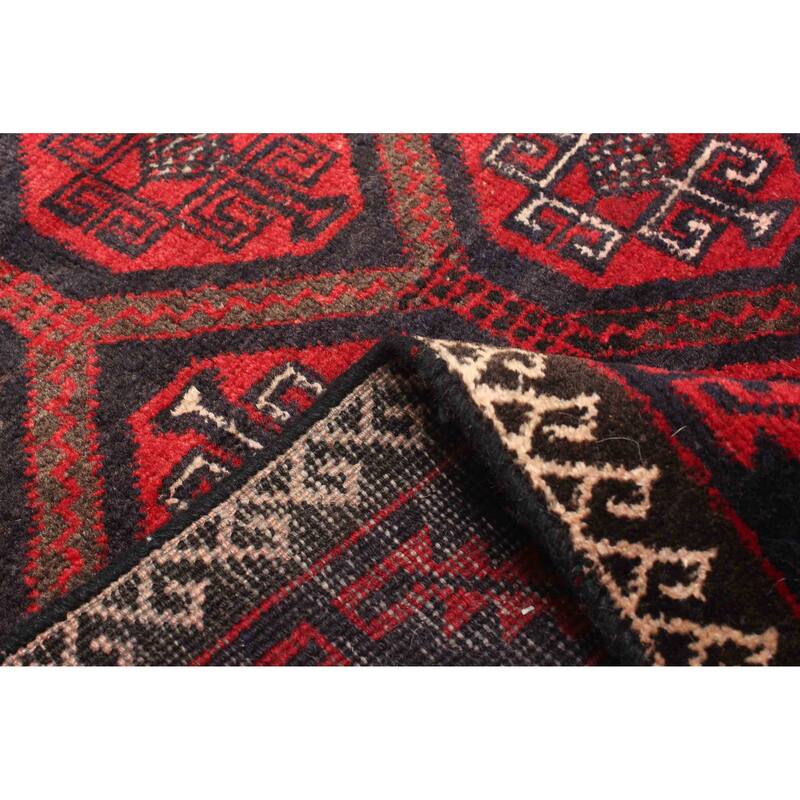 ECARPETGALLERY Hand-knotted Baluch Red Wool Rug - 2'11 x 5'5