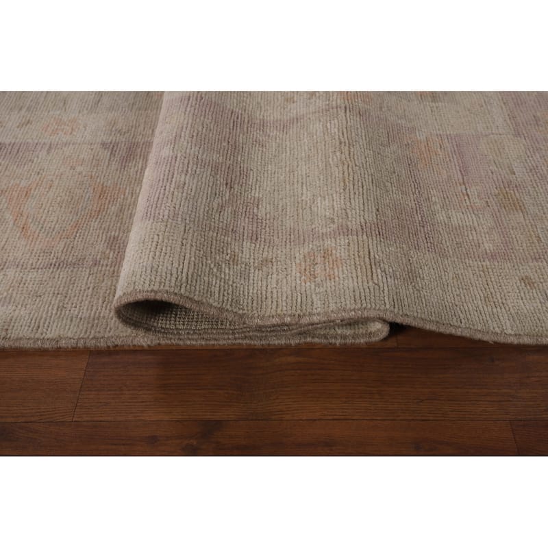 Vegetable Dye Oushak Oriental Area Rug Handmade Green Wool Carpet - 8'5"x 10'1"