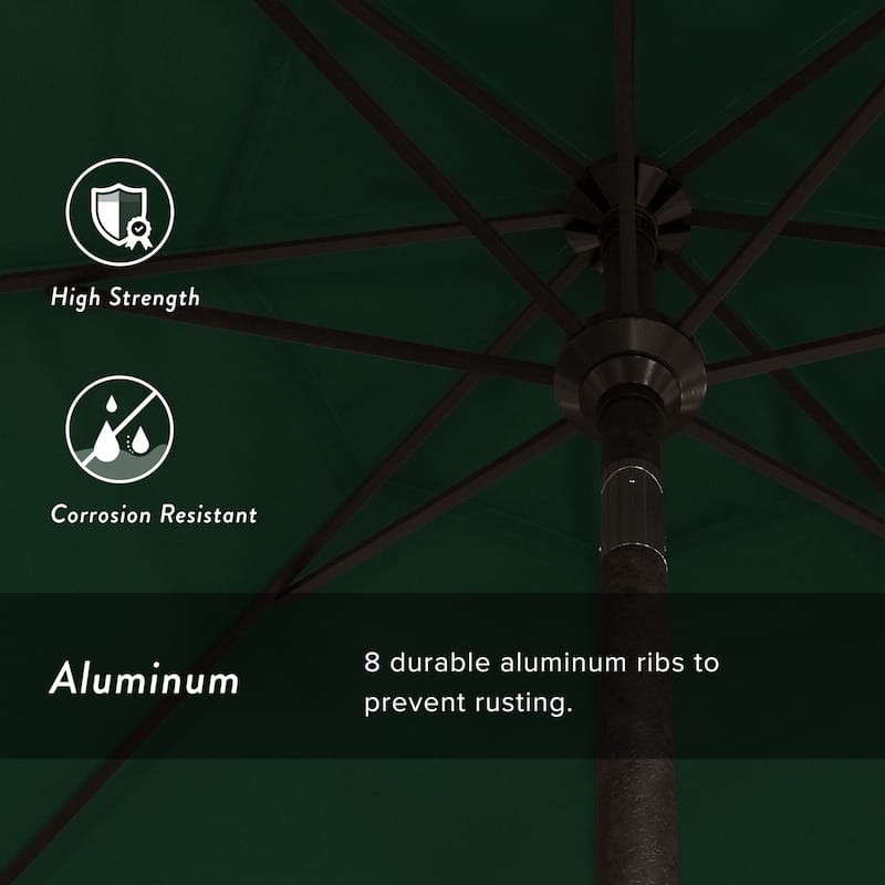 California Umbrella 7.5' Round Crank Lift, Push Button Tilt Aluminum Patio Umbrella, Bronze Pole, Outdoor Rated Red Fabric