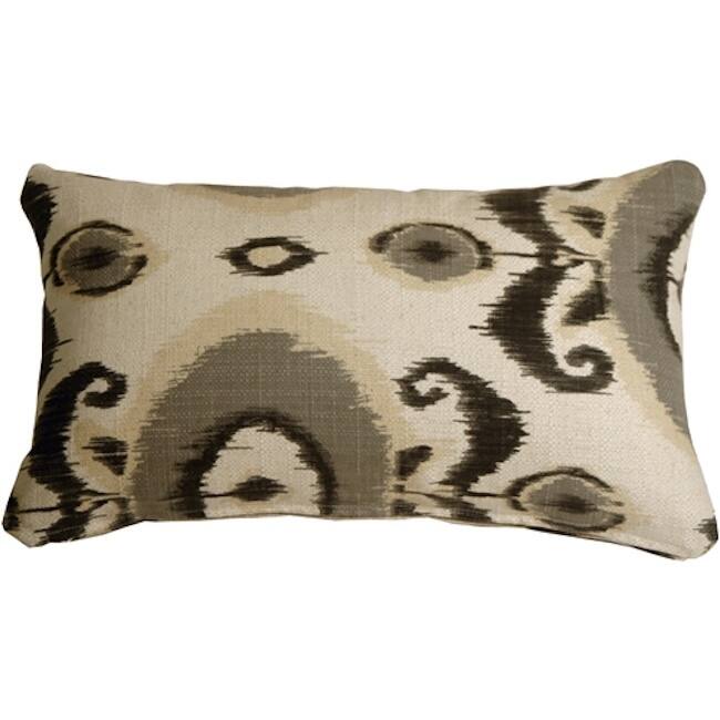 Bold Ikat Cotton 12x20 Throw Pillow with Polyfill Insert, Gray