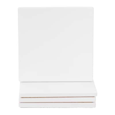 4Pcs White Marble Square Absorbent Coaster with Cork Backing Non-Slip 4inches.
