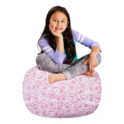 Kids Bean Bag Chair Cover Stuffed Animal Storage or Toy Organizer