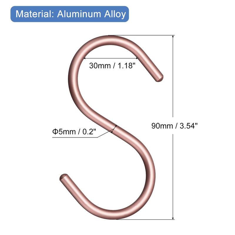 S Hooks, 10Pcs Aluminum Alloy S-Shaped Hook for Hanging Clothes