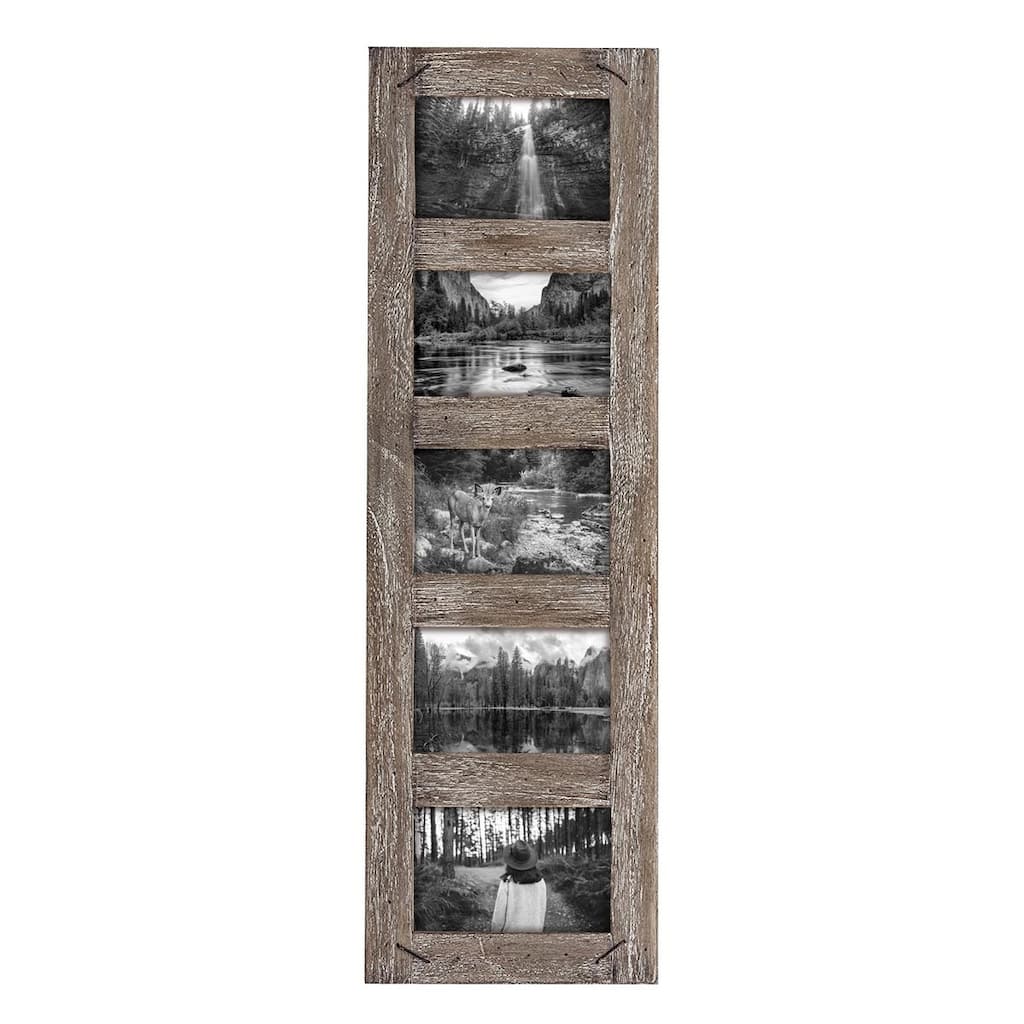 Foreside Home & Garden 4 x 6 inch Decorative Distressed Wood Picture Frame with Nail Accents - Holds 5 4x6 Photos