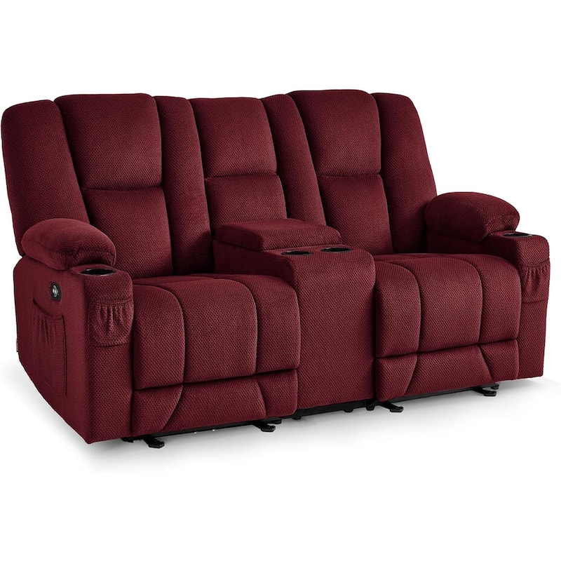 MCombo Electric Power Reclining Sofa with Massage and Lumbar Heat, Fabric 6015/6025/6035/6045