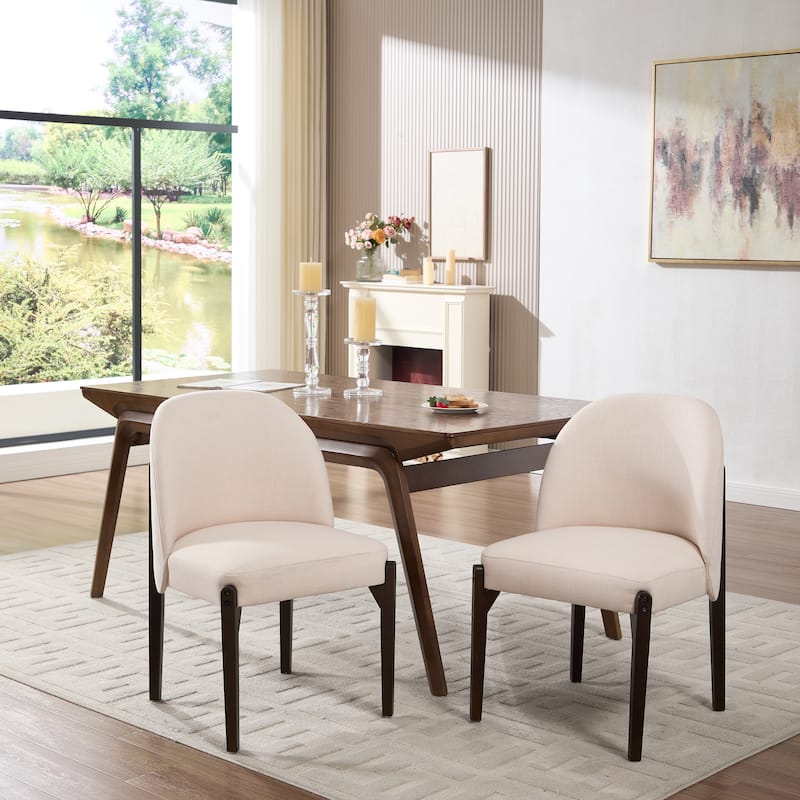 Wooden Dining Chairs Set of 2, Modern Fabric Upholstered Dining Room Chair Kitchen Chairs, Farmhouse Dinner Chair