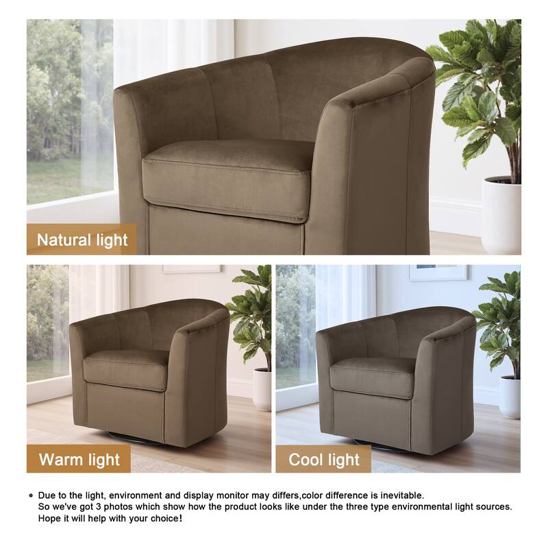Upholstered Velvet 360° Swivel Accent Arm Chair