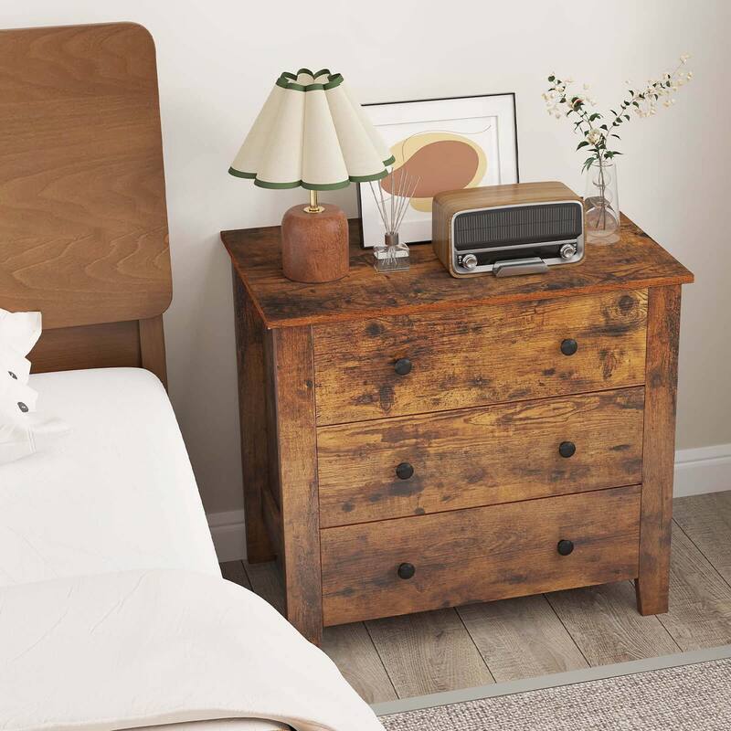 Costway 2 PCS 3-drawer Dresser with Convenient Handles Smooth Slide