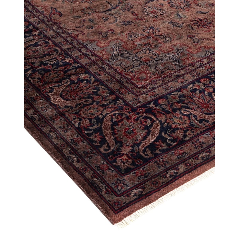 Overton Hand Knotted Wool Vintage Inspired Modern Contemporary Overdyed Brown Area Rug - 6' 2" x 9' 3"