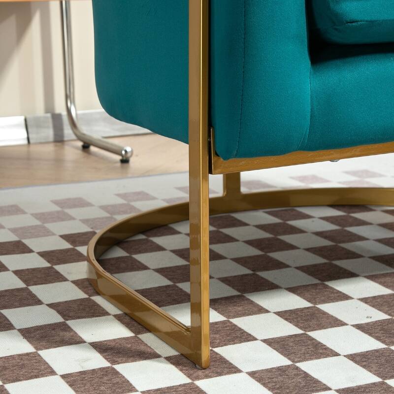 Modern Velvet Gold Accent Armchair