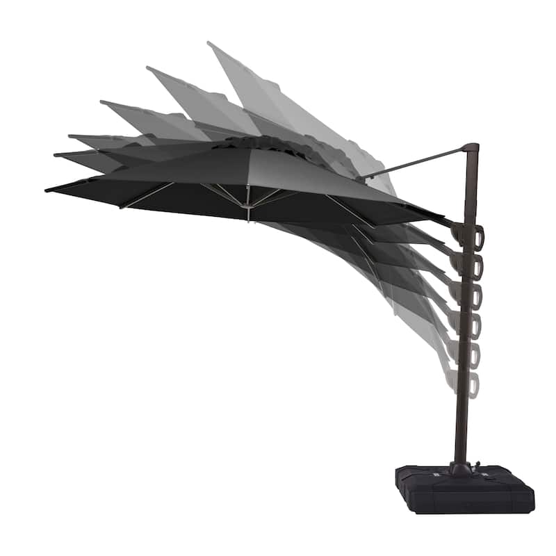 10ft Round Patio Offset Cantilever Umbrella Outdoor Hanging Umbrella with Cross Base
