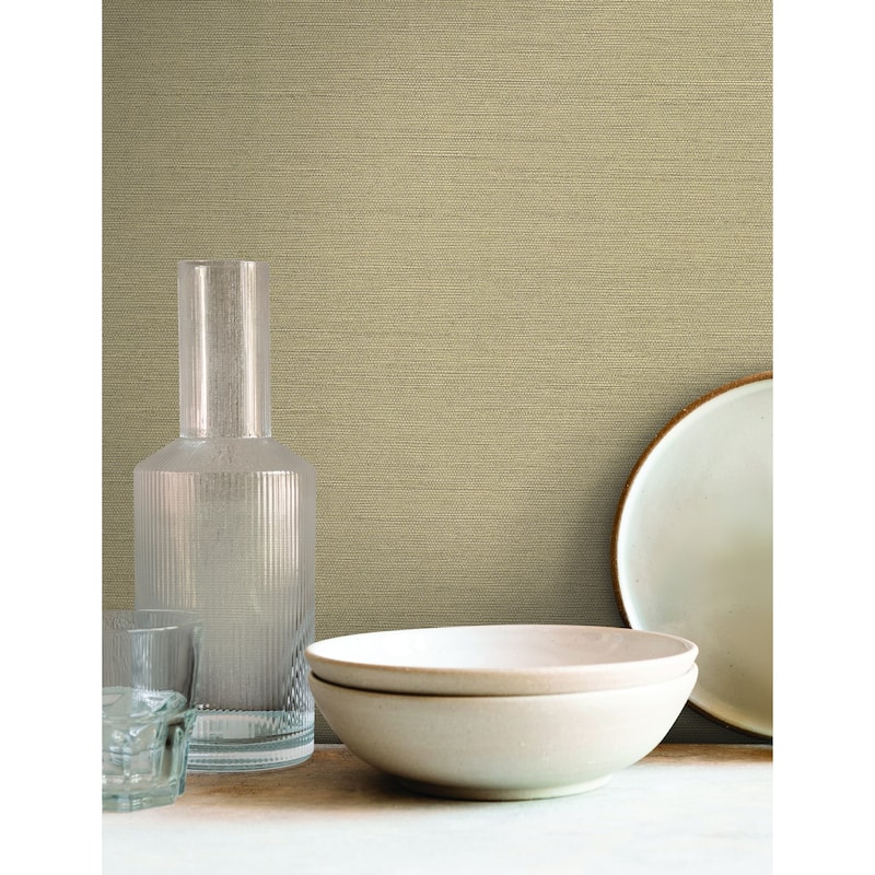 Talence Shimmering Linen 20.9 In W X 33 Ft L Wallpaper - Light Caramel