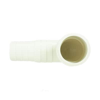 4.75" White HydroTools Swimming Pool or Spa Standard Tapered Threaded and Barbed Elbow Fitting