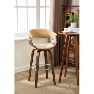 Porthos Home Axel Swivel Bar Stool, Suede Upholstery, Beechwood Legs