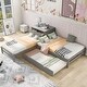 preview thumbnail 2 of 25, Full Size L-shaped Platform Beds with Drawers Linked with Built-in Rectangle Table and Twin Size Trundle.