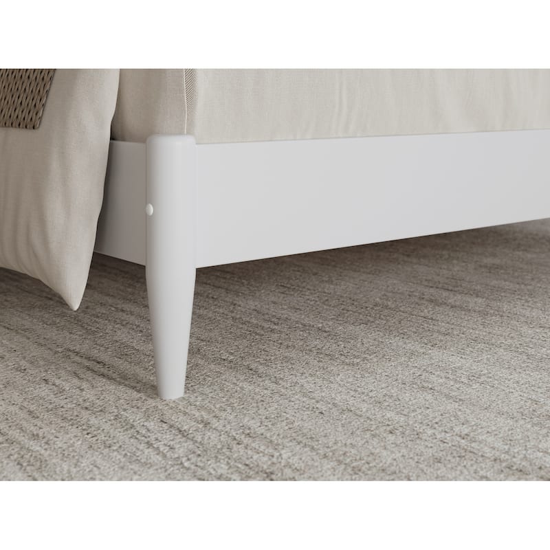 Solid Wood Low Profile Platform Bed - Modern Bedroom Furniture in White