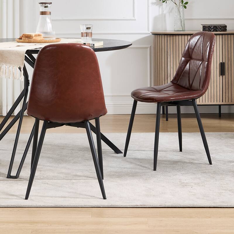 Dining Chairs Set of 2 with Metal Legs and High Back