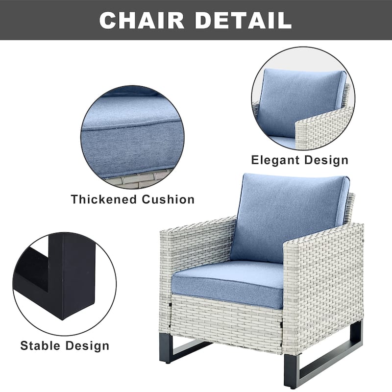 Gymojoy 3-Seat Sofa Club Chair Ottoman and Cushion
