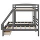 preview thumbnail 10 of 9, Full Over Twin & Twin Bunk Bed with Guardrails and Ladder, Wood Triple Bunk Bed Frame with Drawers for Kids, Teens, Adults