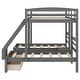 preview thumbnail 11 of 10, Triple Bunk Bed with Drawers, Gray Full over Twin & Twin Bunk Bed