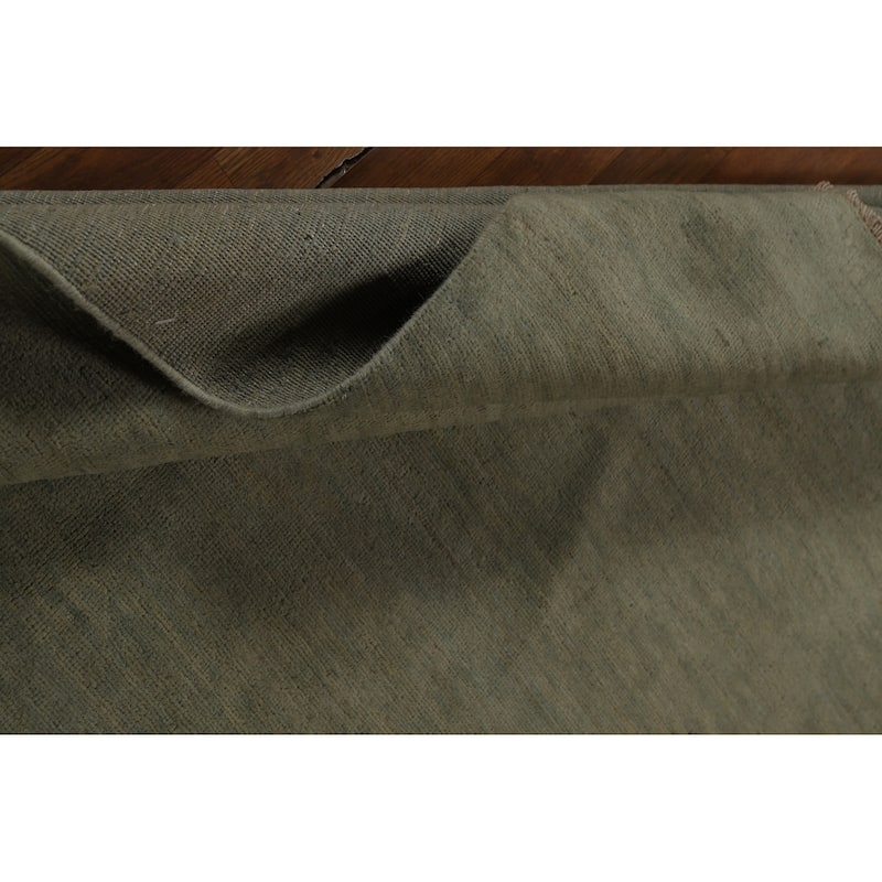 Modern Gabbeh Oriental Rug Handmade Green Wool Carpet - 4'11" x 6'5"