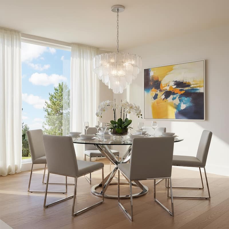 Artcraft Bianca - Chandelier - Polished Nickel - Crystalline with Piastra Type Glassware