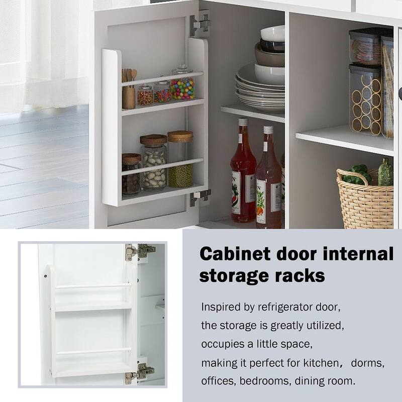 Kitchen Island Cart with Wheels Drop-Leaf, Storage Racks