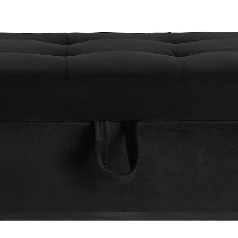 Modern Velvet Upholstered Storage Bench with Flip-Up Seat Top