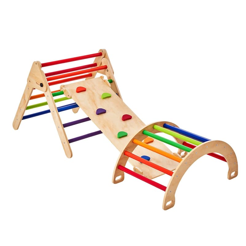 Wood Climbing Toy Set Pine 5-in-1 Play Gym for Kid's