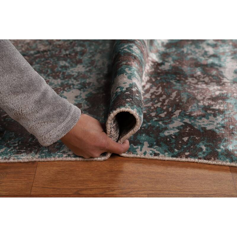 Contemporary Abstract Indian Area Rug Handmade Bedroom Wool Carpet - 8'3"x 9'10"