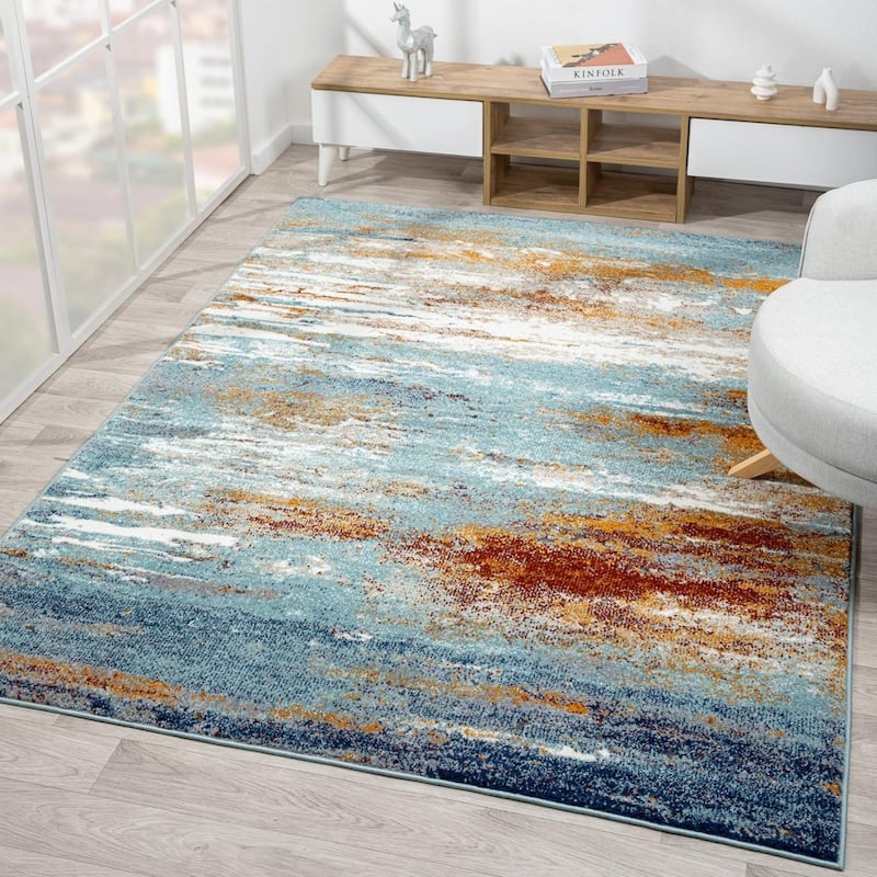 Luxe Weavers Beverly Collection Multicolor 8x10 Abstract Area Rug - 8' x 10'/Surplus - Multicolor