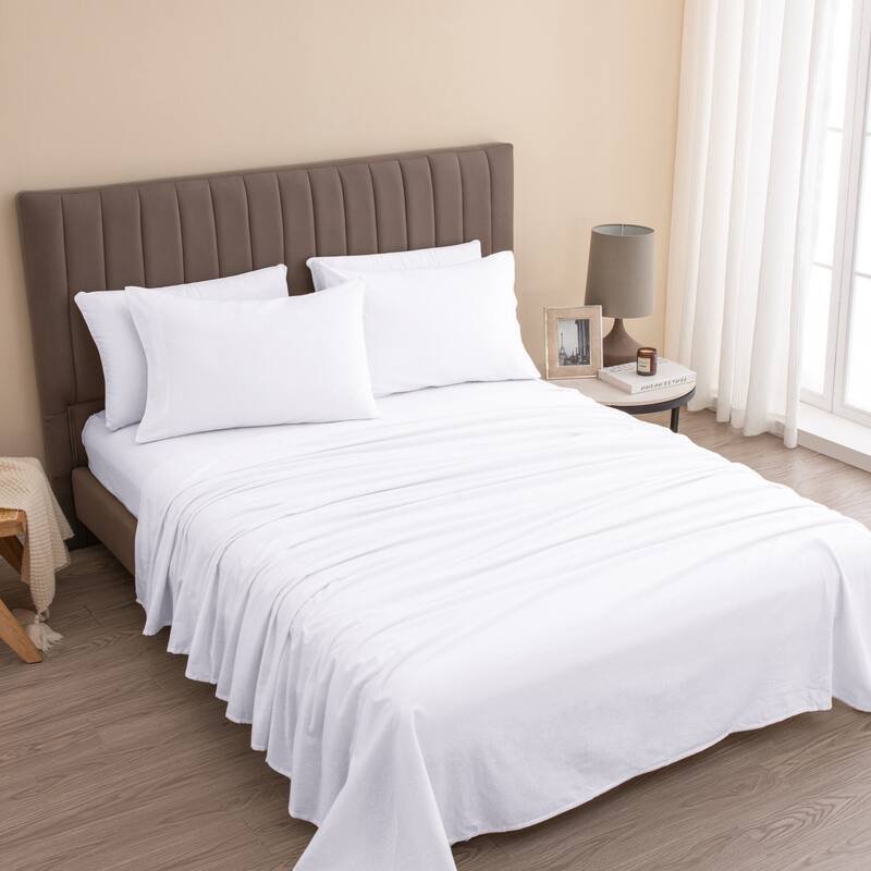 Ultra Soft 100% Turkish Cotton Flannel Double Brushed Solid Sheet Set