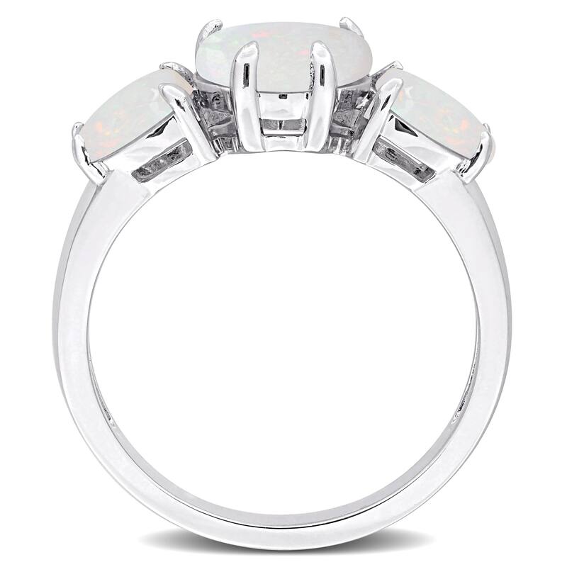 Miadora 2 1/5ct TGW Opal 3-Stone Heart Ring in Sterling Silver
