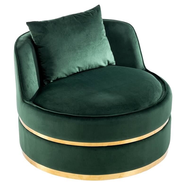360 Degree Swivel Accent Chair Velvet Modern Upholstered Barrel Chair Over-Sized Soft Chair with Seat Cushion