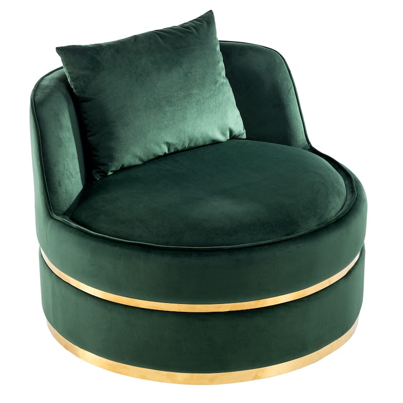 Velvet 360° Swivel Accent Chair with Seat Cushion, Upholstered Barrel Chair with Stainless Steel Base Living Room Chair