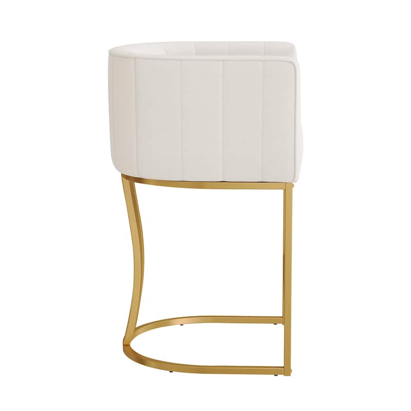 LUE BONA Modern 26.in Low Back Counter Height Barstool Barrel Set of 4 Bar Stools with Metal Frame