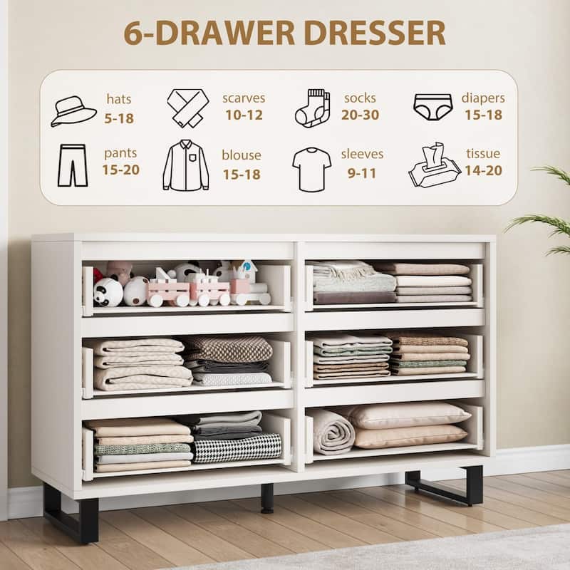 6 Dresser for Bedroom, 47.2" Wide Dresser