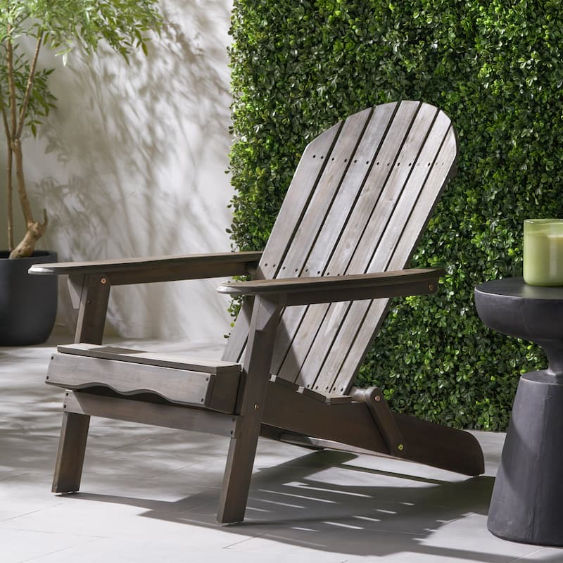 Adirondack Chair Folding Patio Seating with Slatted Backrest, Gray Leisure Chair Reading Chair Leisure Chair